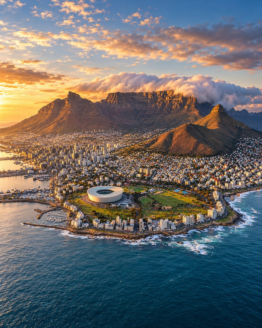 Cape Town: Table Mountain above the Atlantic coastline