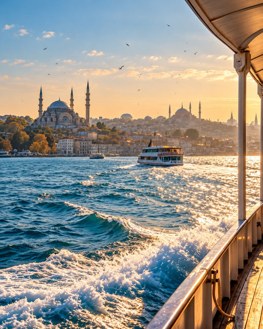 Istanbul: Bosphorus ferry and the historic mosque skyline