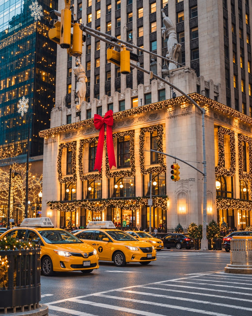 New York: yellow taxis and illuminated Midtown façades