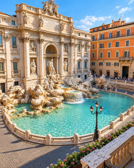 Rome: Trevi Fountain and its ornate stone façade