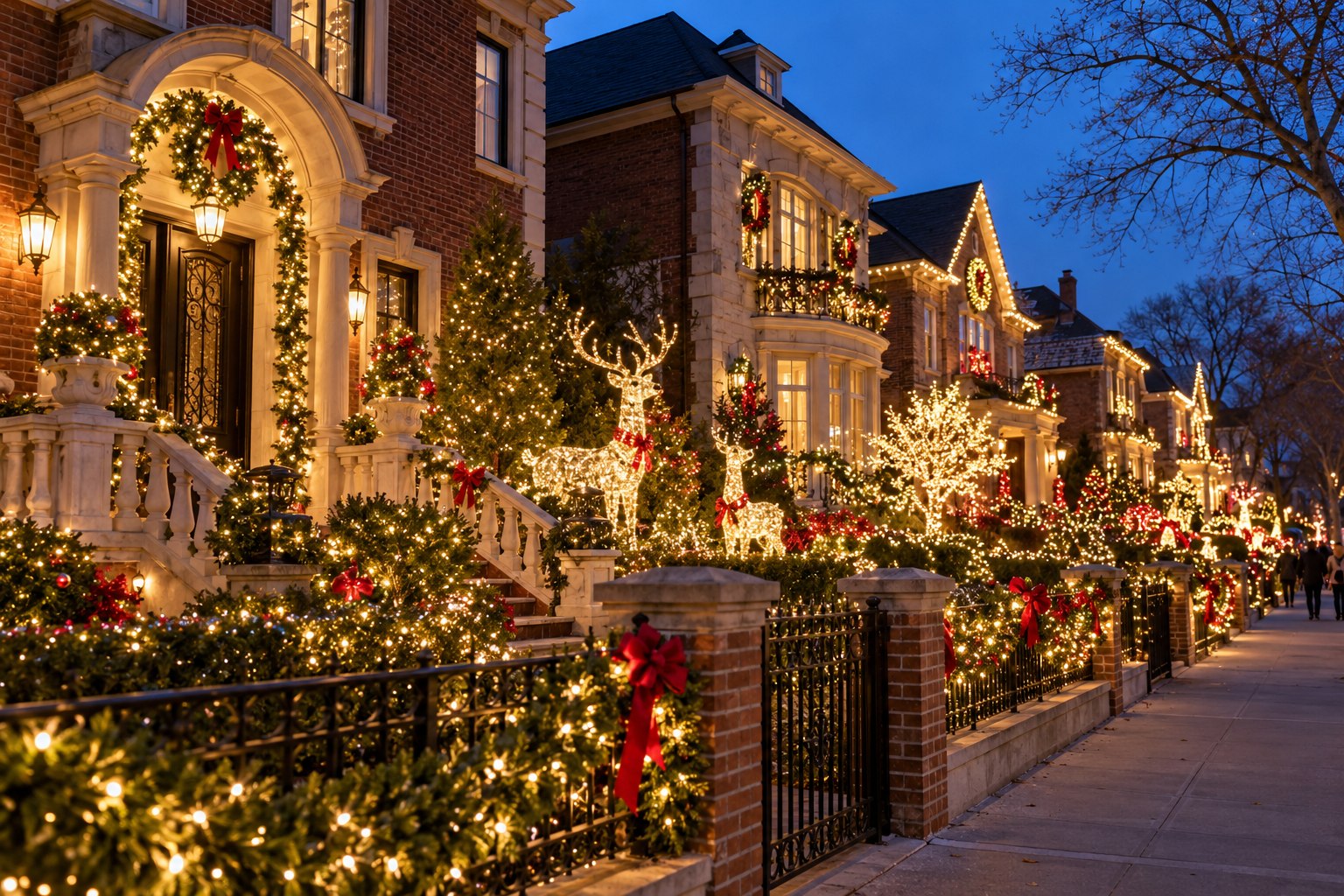 Christmas lights on residential houses in Dyker Heights, Brooklyn